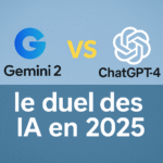 Illustration de Gemini 2 contre ChatGPT-4, comparatif des IA en 2025