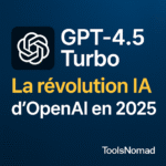 Illustration de GPT-4.5 Turbo d’OpenAI, modèle d’intelligence artificielle 2025