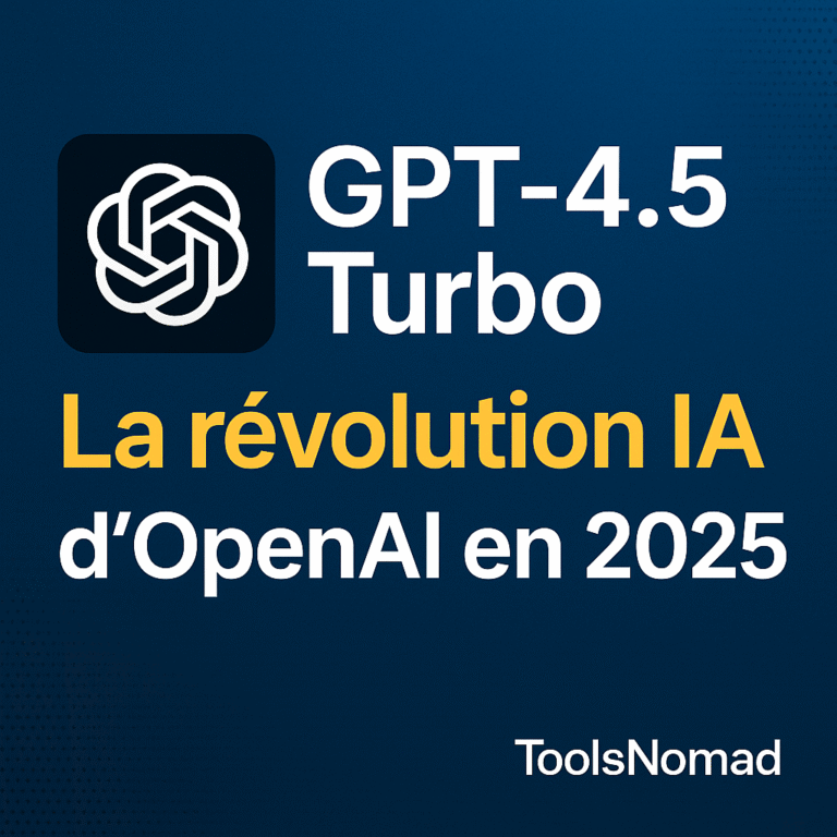 Illustration de GPT-4.5 Turbo d’OpenAI, modèle d’intelligence artificielle 2025